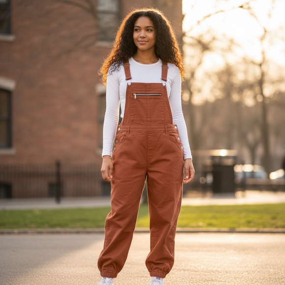 Wild Fable Pants - Women's XL Wild Fable Rust Brown Overalls 100% Cotton Pockets Adjustable straps